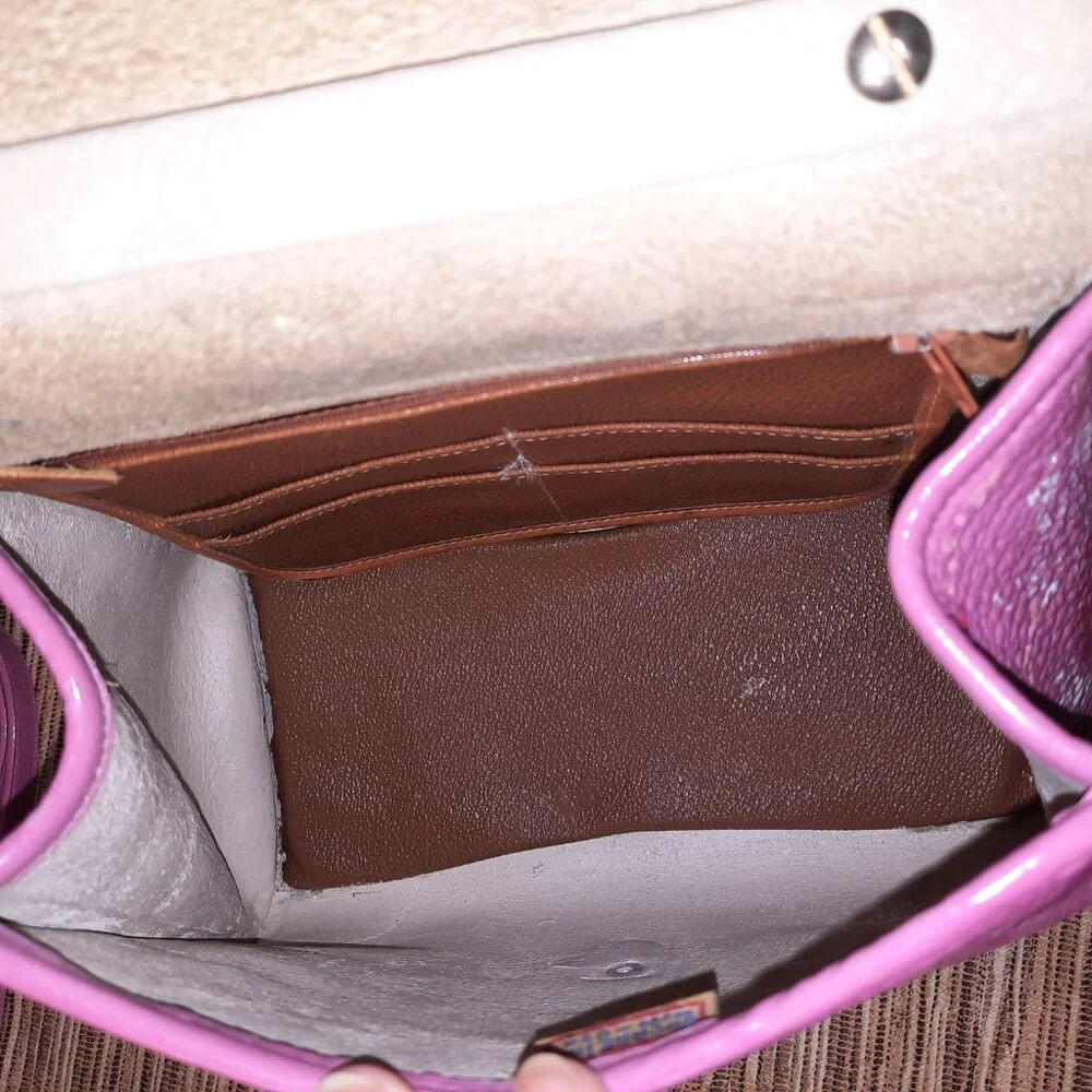 Dooney & Bourke Pink Carpet Bag Hand Painted Dooney Handbag Crossbody Vintage - Picture 11 of 16